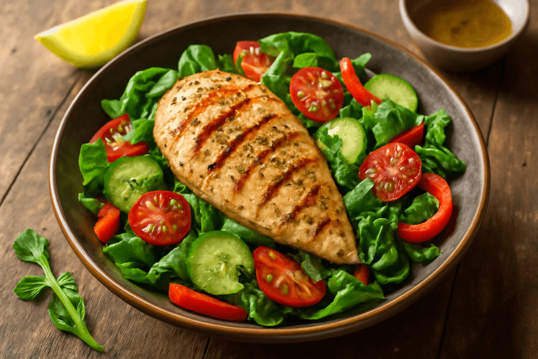 Sałatka z grillowanym kurczakiem i warzywami