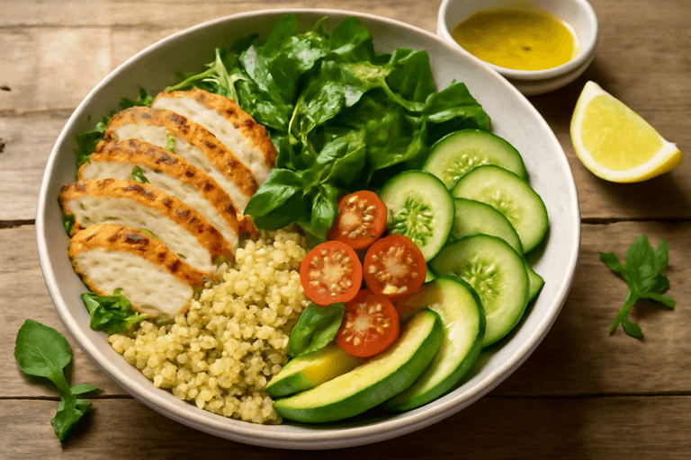 Fräsch kycklingsallad med quinoa och avokado