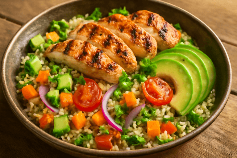 Proteinli Izgara Tavuklu Kinoa Salatası