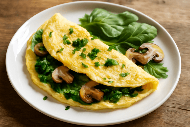Omelette aux épinards et champignons légère