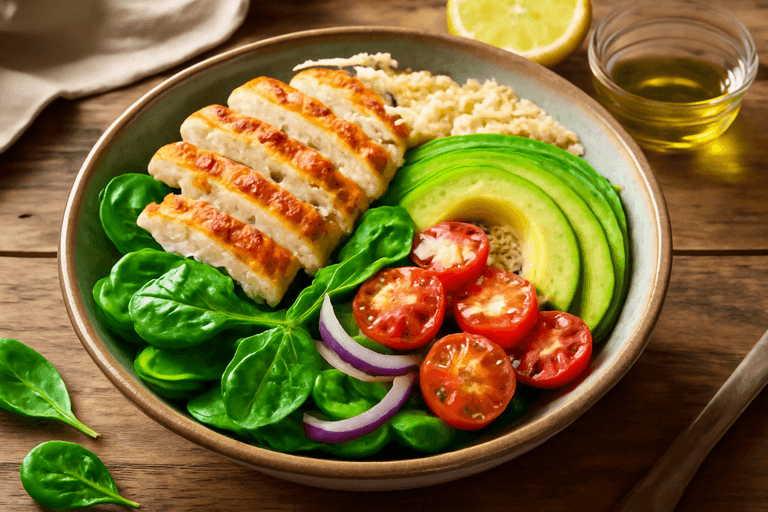 Ensalada de Pollo Clásica con Aguacate y Quinoa