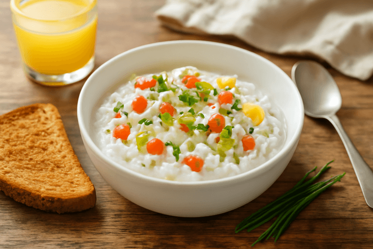 Leichter Gemüsequark mit Vollkornbrot