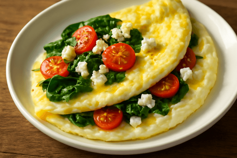 Proteinrik Omelett med Spenat och Tomat