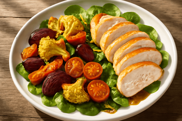 Kycklingsallad med Rostade Grönsaker & Lätt Honungsdressing