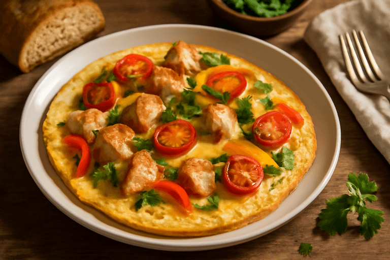 Энергозавтрак: Омлет с курицей и сыром на классический лад