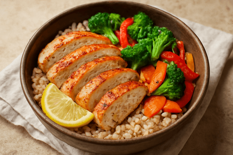 Bowl Clássico de Frango Grelhado com Arroz Integral e Legumes