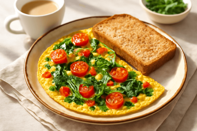 Leichtes Gemüse-Omelett mit Vollkorn-Toast
