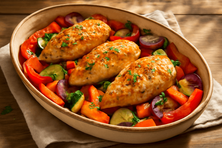 Citronkyckling med ugnsrostade grönsaker