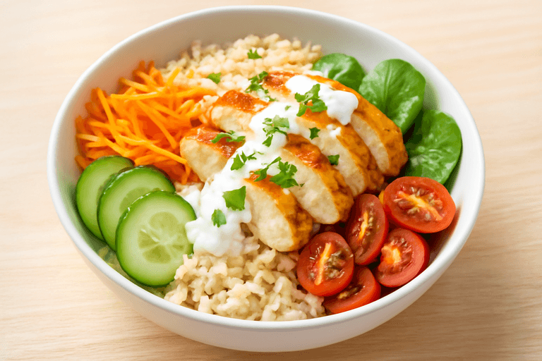 Leichter Hähnchen-Gemüse-Bowl