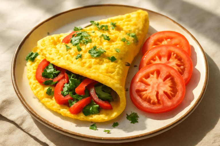 Proteinrik Klassisk Omelett med Fräscha Grönsaker