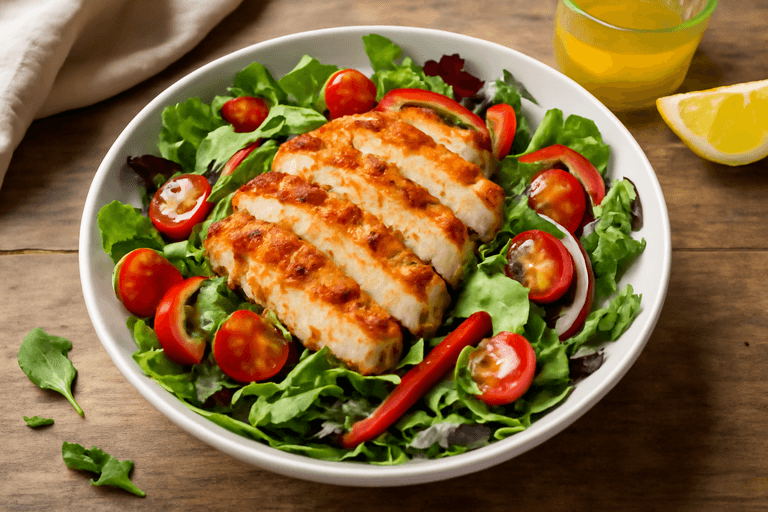 Lätt Kycklingsallad med Rostade Grönsaker & Citronvinägrett