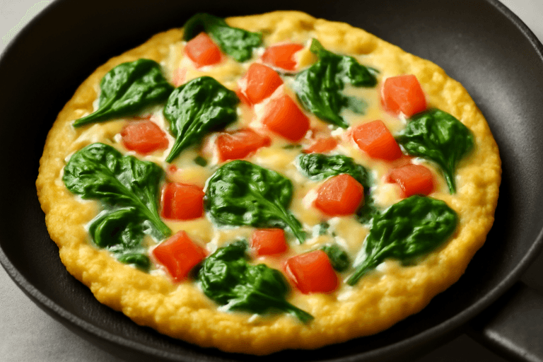 Proteinrik Omelett med Spenat och Tomat