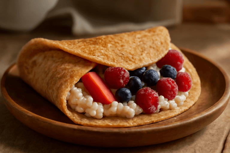 Овсяноблин с творогом и ягодами