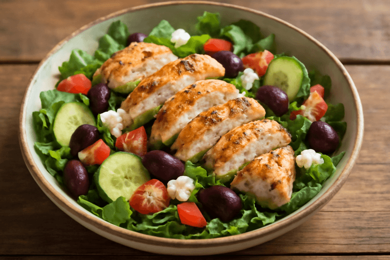 Ελαφριά Σαλάτα Κοτόπουλου με Μεσογειακή Πινελιά