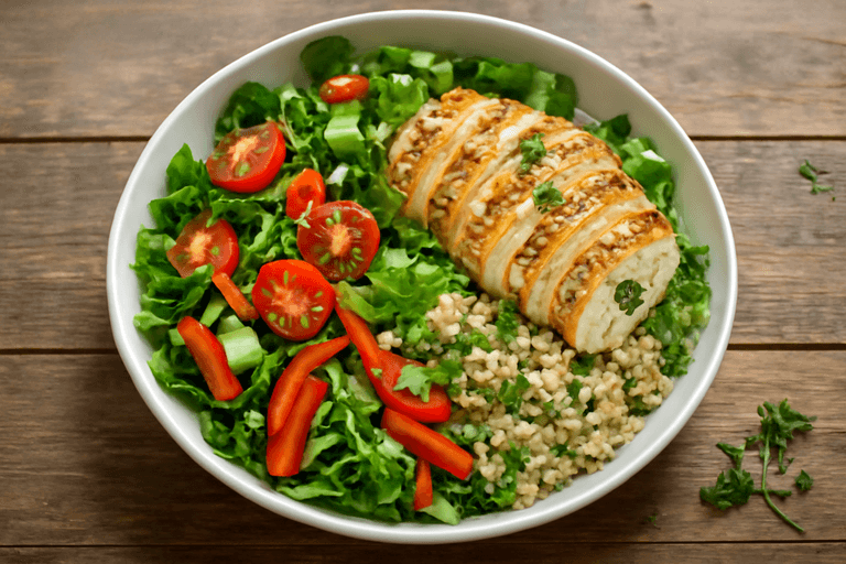 Kyckling- och grönsakssallad med quinoa