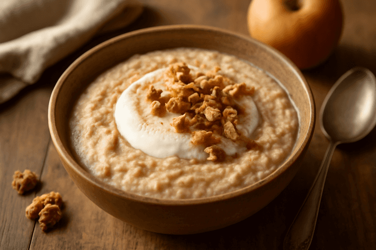 Proteinowa owsianka z jabłkiem i cynamonem