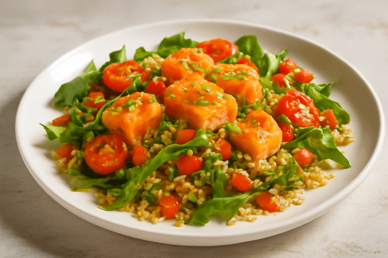 Leichter Lachs-Quinoa-Salat mit Zitrus-Dressing