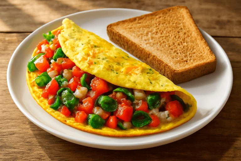 Energizing Vegetable Omelette with Toast