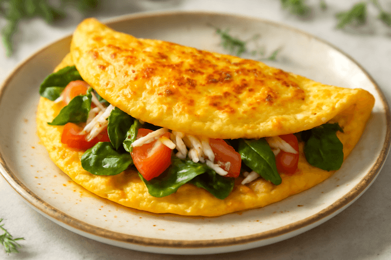 Proteinrik omelett med spenat och tomat