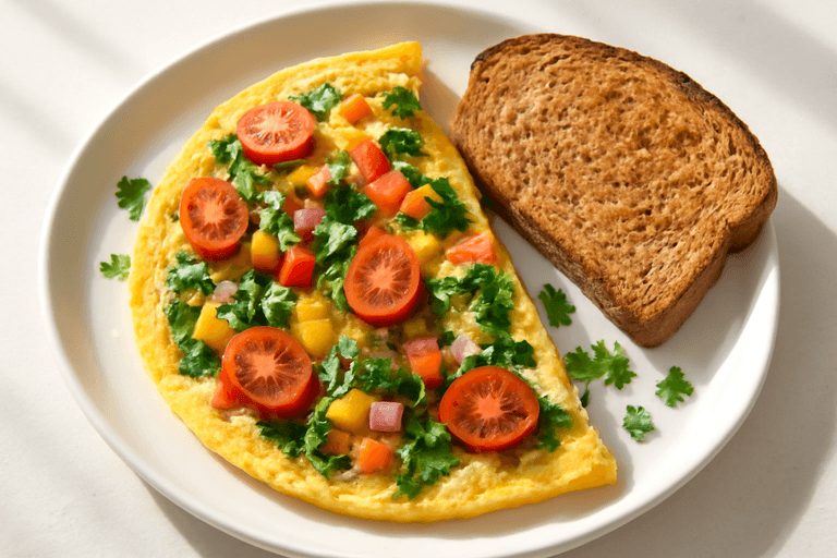 Energizing Veggie Omelette with Whole Grain Toast