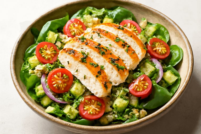 Kyckling- & Quinoasallad med Färska Grönsaker