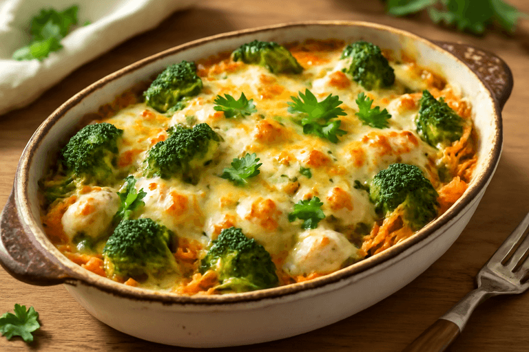 Kyckling- och grönsaksgratäng med örter