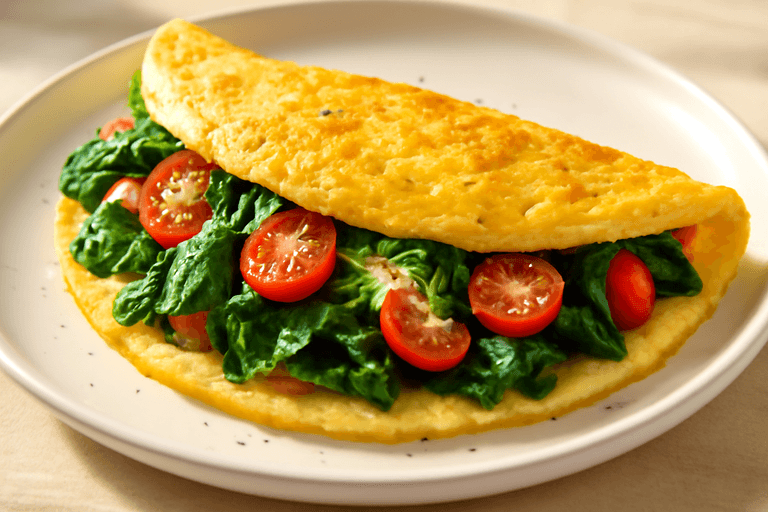 Omelette Proteica con Spinaci e Pomodorini