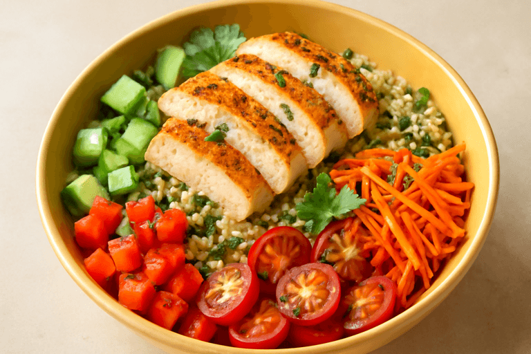 Salade Poulet Grillé, Quinoa & Crudités Croquantes