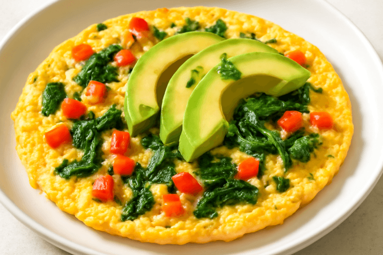 Proteinrik grönsaksomelett med avokado