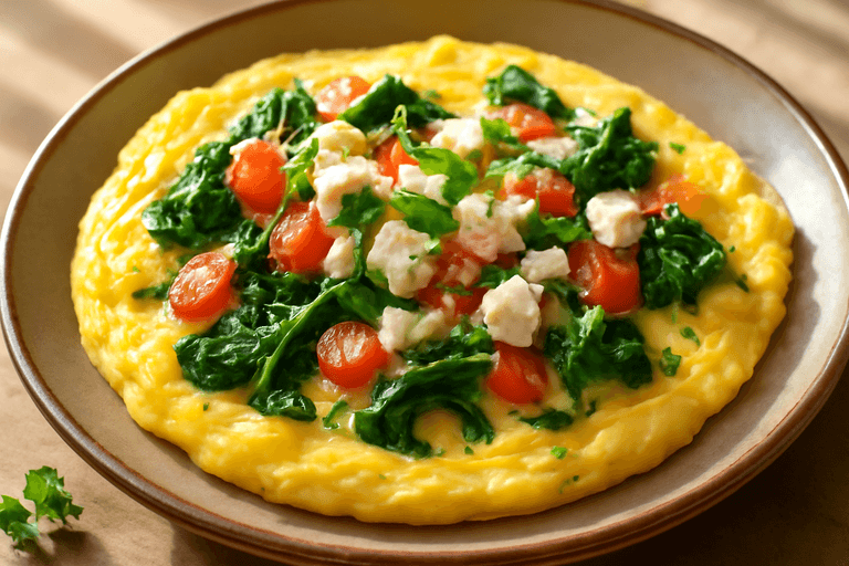 Proteinrik Omelett med Spenat och Tomat