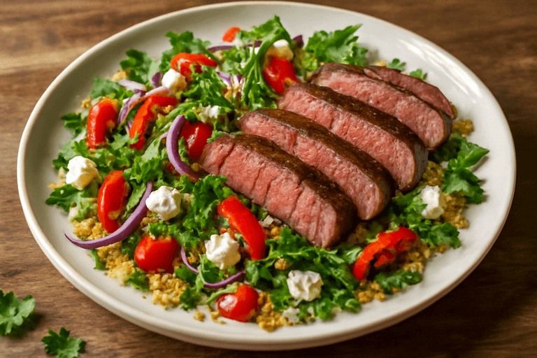 Proteinreicher klassischer Rindfleisch-Quinoa-Salat