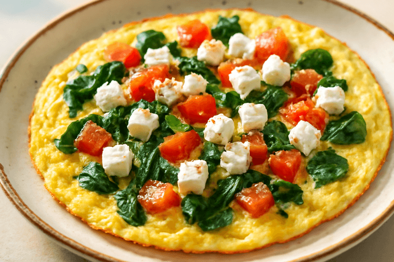 Ομελέτα με Σπανάκι, Ντομάτα & Φέτα