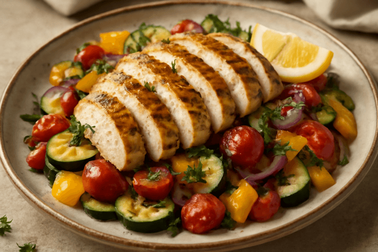 Poulet grillé aux herbes de Provence et légumes croquants