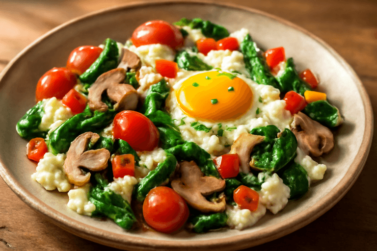 Fresh Veggie & Egg White Breakfast Scramble