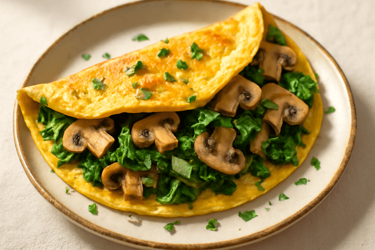 Tortilla de espinacas y champiñones light