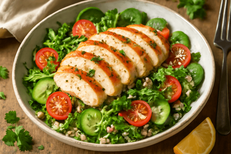 Kycklingsallad med quinoamix och fräsch citronvinägrett