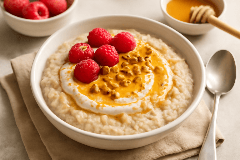 Lekka owsianka z malinami i jogurtem na dobry początek dnia