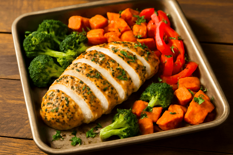 Herb-Roasted Chicken Breast with Roasted Vegetables