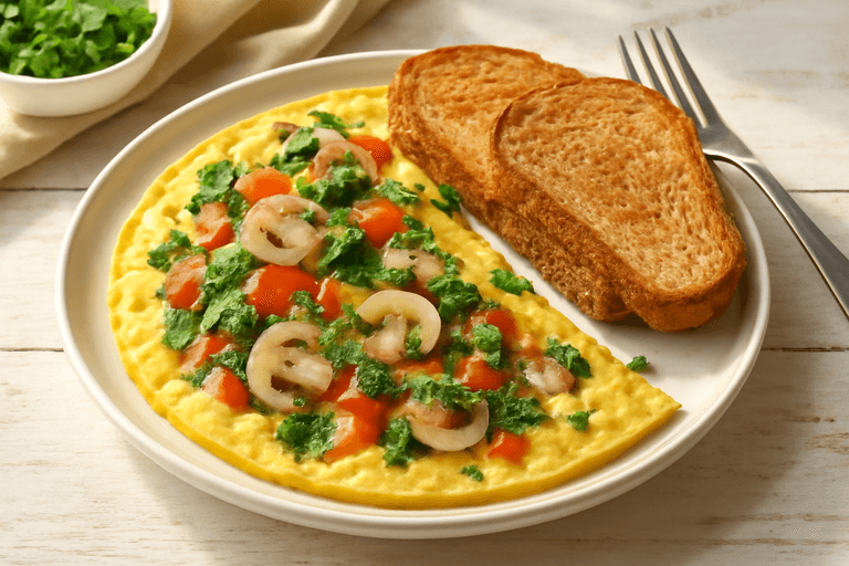 Protein-Packed Vegetable Omelette with Whole Grain Toast