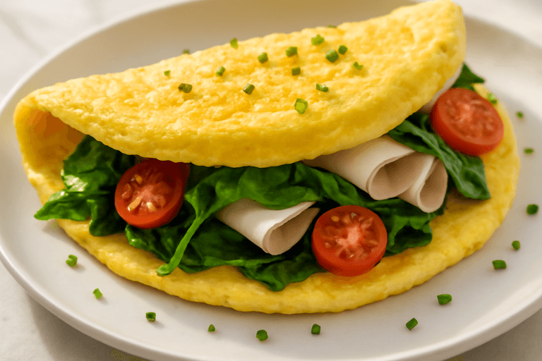 Proteinrik spenat- och kalkonomellett