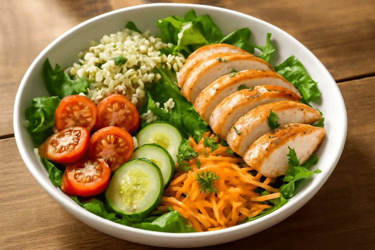 Kycklingsallad med quinoa och färska grönsaker