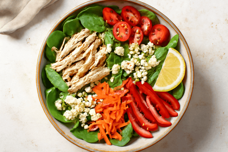 Salade de Poulet Équilibrée aux Légumes Croquants