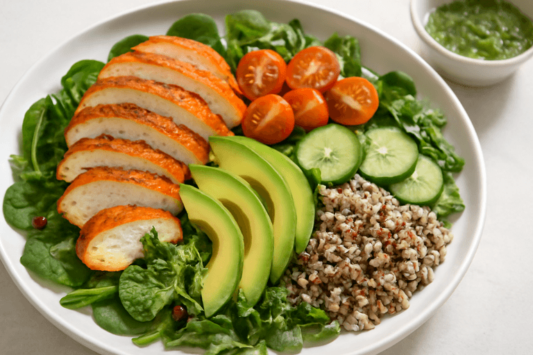 Lätt kycklingsallad med örtig dressing