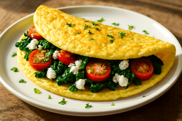 Power Protein Omelette with Spinach & Tomatoes