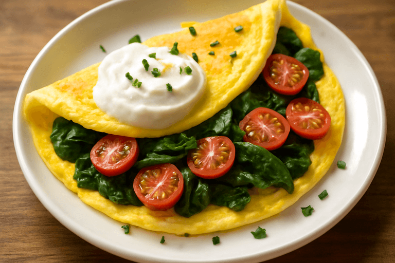High-Protein Greek Yogurt & Spinach Omelette