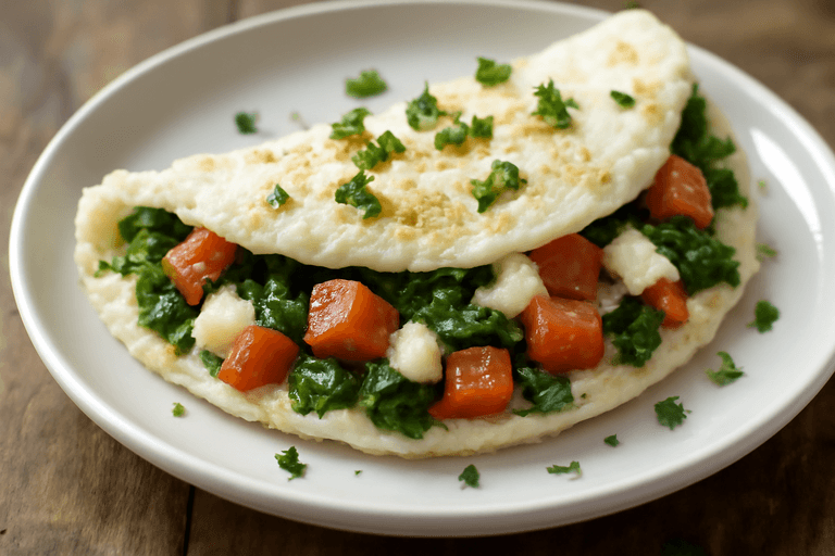 Tortilla de Claras con Espinacas y Tomate
