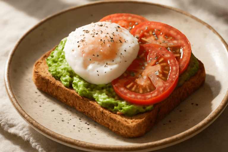 Tostada Integral con Aguacate, Huevo Poché y Tomate