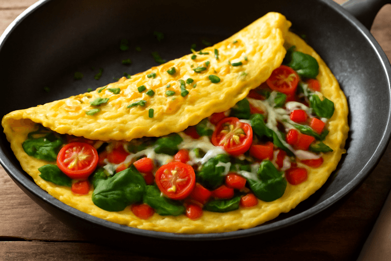 Proteinrik klassisk omelett med färska grönsaker