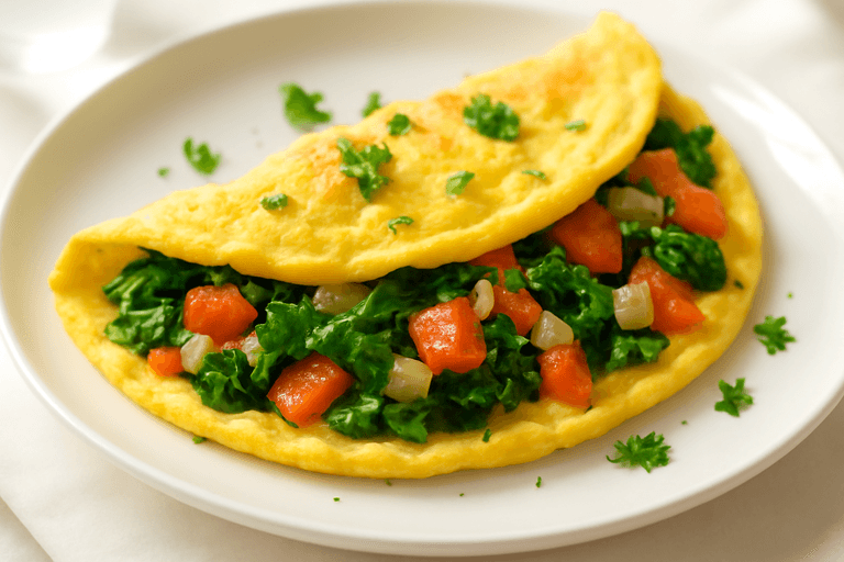 Proteinrik Omelett med Spenat och Tomat