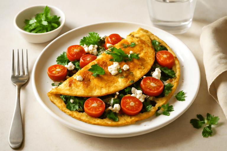 Proteinrik omelett med spenat & tomat